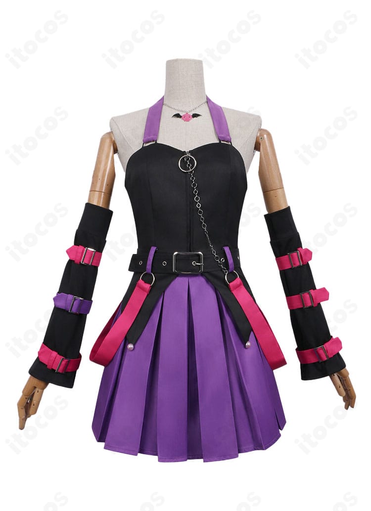 ガールズバンドクライ 海老塚智×クロミ コスプレ衣装の正面全体図。高発色生地とセットアップの質感を確認