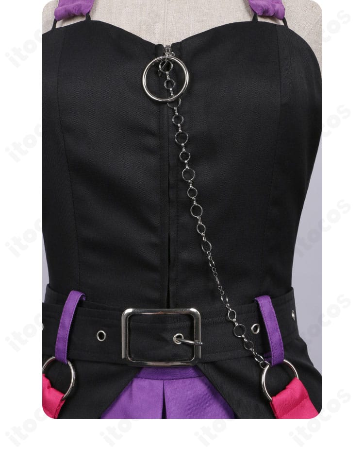 ガールズバンドクライ 海老塚智×クロミ コスプレ衣装の腰飾りとファスナー部分のディテール。高再現の縫製仕上げ