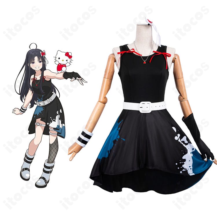 安和すばる×ハローキティ コラボ衣装の着用イメージ。キャラクターの雰囲気を忠実に再現した全身コーデ。