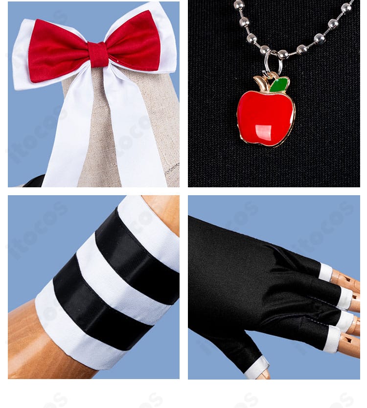 安和すばる×ハローキティ衣装のネックレス・手袋・腕飾りなど小物詳細。セット内容の質感が伝わる。