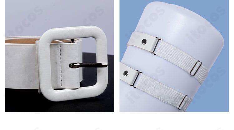 安和すばる×ハローキティ コスプレ衣装の腰帯と足飾りの接写。イベントで映える装飾の見え方を解説。