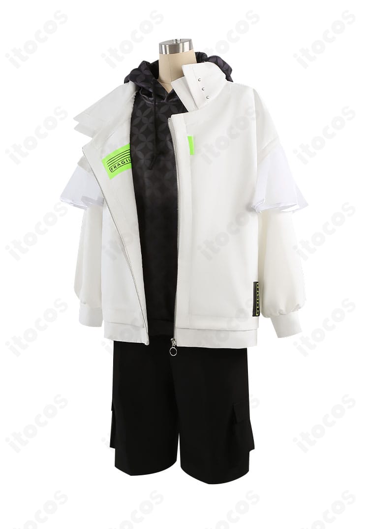 天城一彩 フラジール コスプレ衣装 左側面。レイヤーの重なりと袖周りの可動性を示す全身画像。