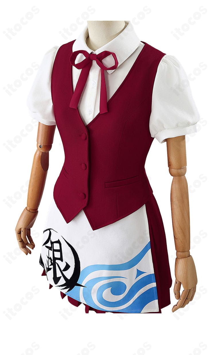 銀魂・神楽 ウエイター衣装の左側ディテール。スカートの落ち感と端処理の丁寧さ