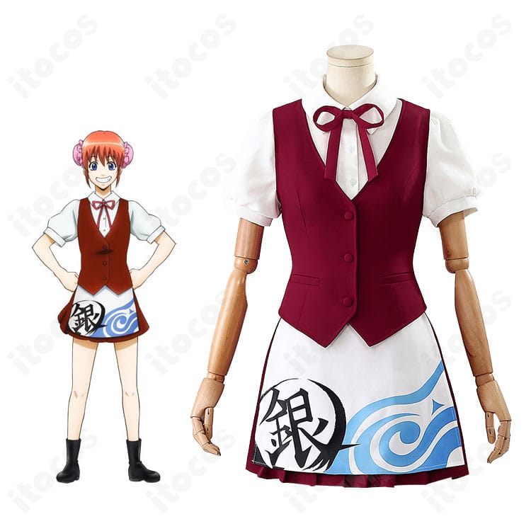 銀魂・神楽 ウエイター衣装の着用イメージ。かふぇあんどばー万事屋銀ちゃん風のカフェ店員スタイル