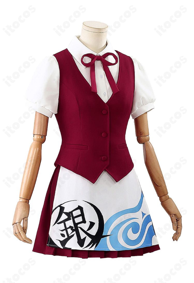 銀魂・神楽 ウエイター衣装の右側ディテール。生地の質感と縫製ラインが分かる接写