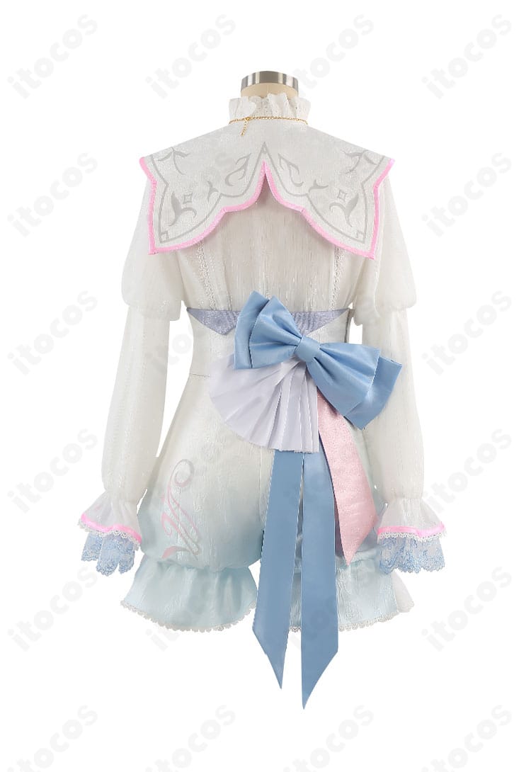 プロジェクトセカイ 鳳えむ Dream a Wonder Dream コスプレ 背面全体。大きな背部蝶結びとショールの流れを確認