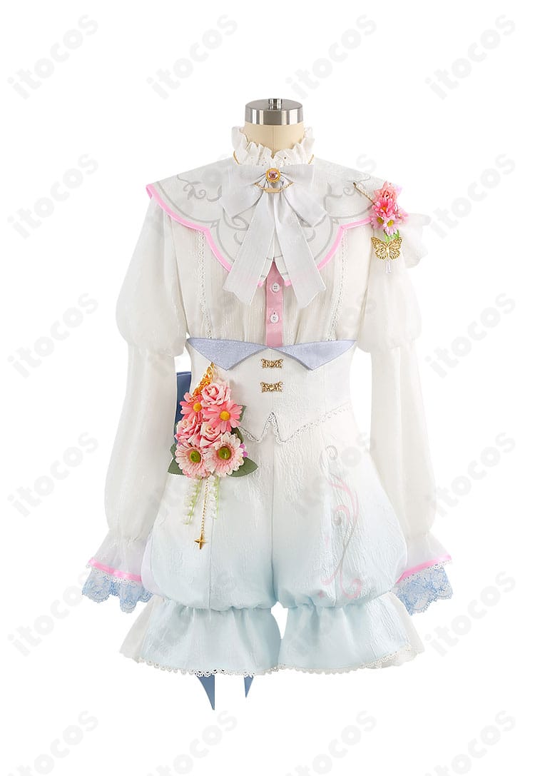 プロセカ 鳳えむ Dream a Wonder Dream コスプレ衣装 正面全体。ショールとコルセットを含む高品質デザイン