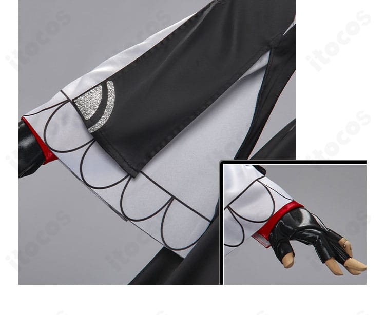 袖口と手袋の細部。カフスの形状と手袋のフィット感