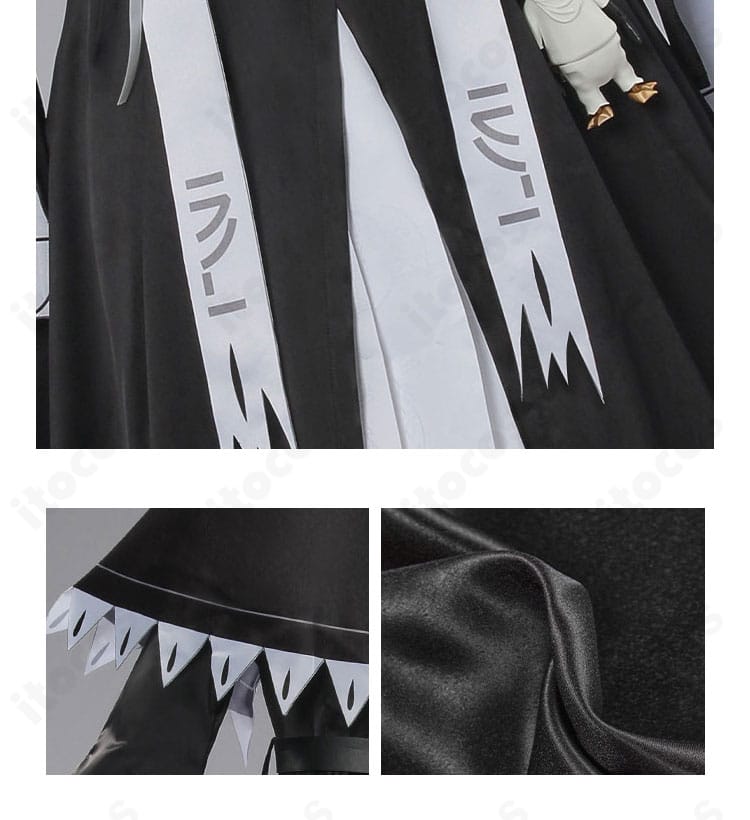 肩・ケープストラップ・生地の質感を示すアップ。縫製の補強部位