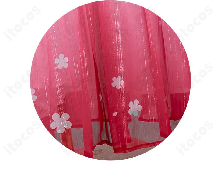 薬屋のひとりごと 猫猫 街歩きコスプレのスカート裾ディテール。花柄装飾の色味と柄の密度を拡大表示。