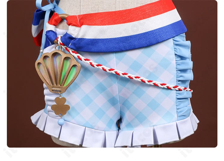 桃井愛莉 コスプレ衣装 ショートパンツの装飾ディテール（縁取り・パーツ）