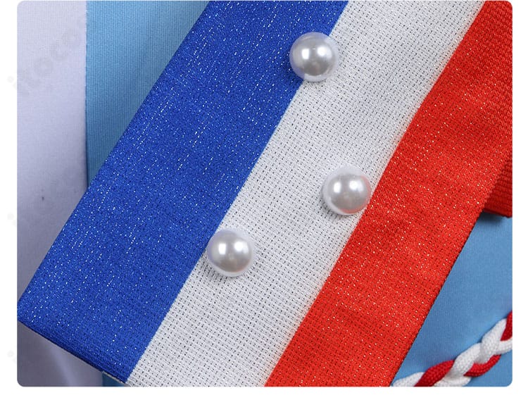 桃井愛莉 コスプレ衣装 ストライプ状の条紋とビーズ装飾ディテール