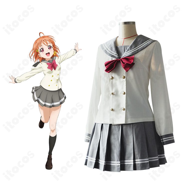 ラブライブ！サンシャイン!! Aqours 冬制服を着用した高海千歌・桜内梨子・渡辺曜のコスプレ着用イメージ