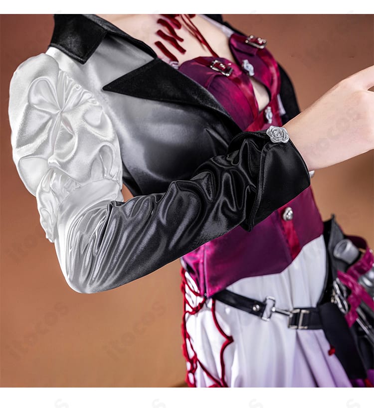 第五人格 医師 アンチモン衣装の袖装飾ディテール。ステッチと装飾パーツの質感が伝わる近接写真