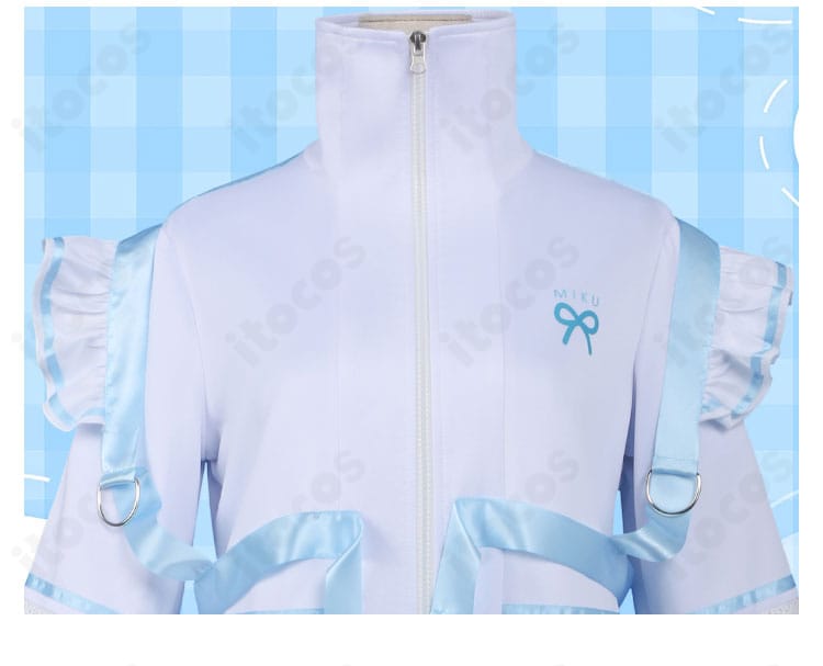 初音ミク ドン・キホーテフェア2025 衣襟ディテール。ラペルの配色とステッチワークの確認