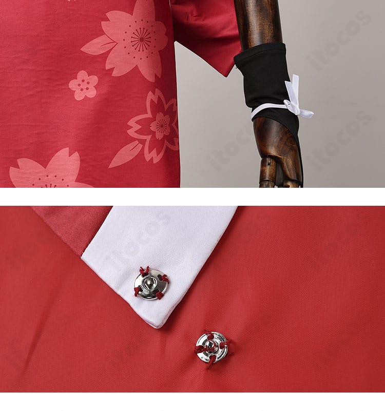 不知火舞 コスプレ衣装 花飾りとボタン装飾の細部｜華やかなアクセントパーツ