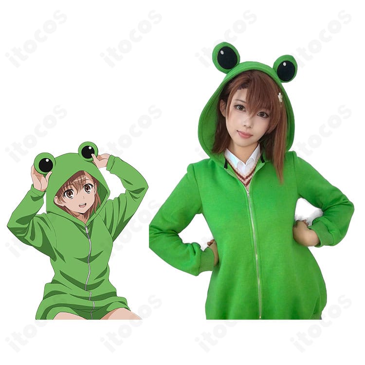 とある科学の超電磁砲T 御坂美琴 ゲコ太着ぐるみパジャマ｜キャラ再現とモデル着用の比較イメージ