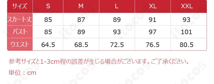 マジカルミライ2025 鏡音リン サイズ表・寸法図｜S〜XXLのサイズ選びに役立つガイド