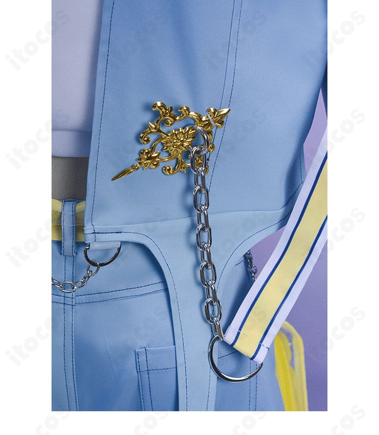 背面腰飾りの細部。装飾の形状と固定方法が見える鏡音レン マジカルミライ2025 コスプレ衣装アクセサリー