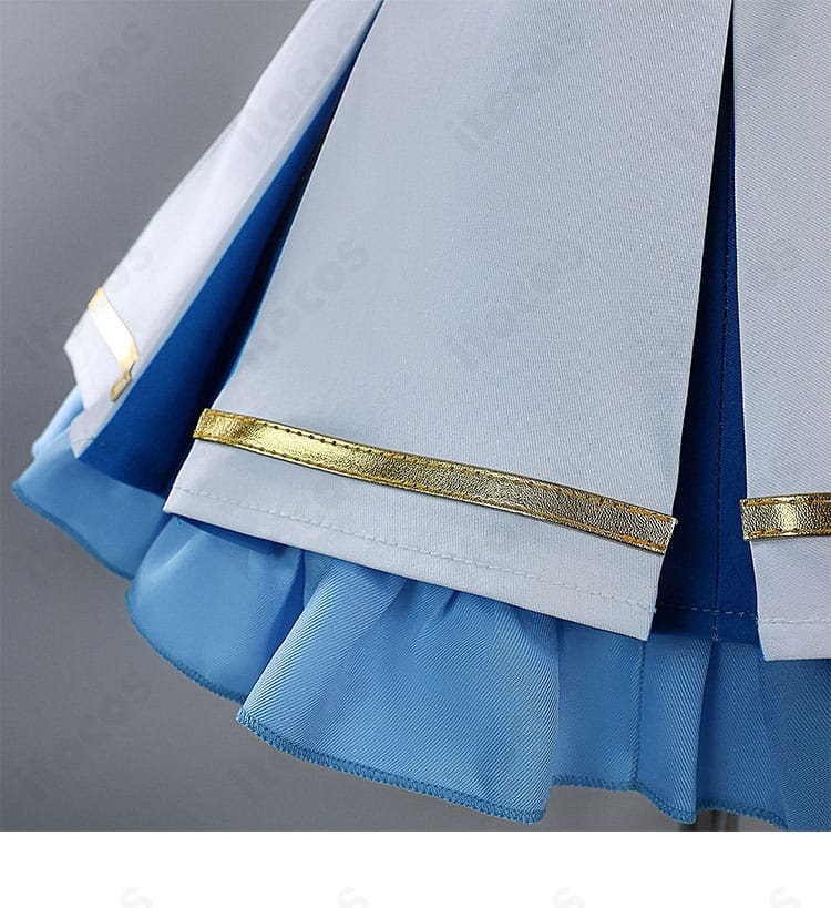 Re:ゼロ レム チアガール衣装の裾デザイン。スカートのカットラインと配色テープ、縫製の美しさが伝わるディテール。