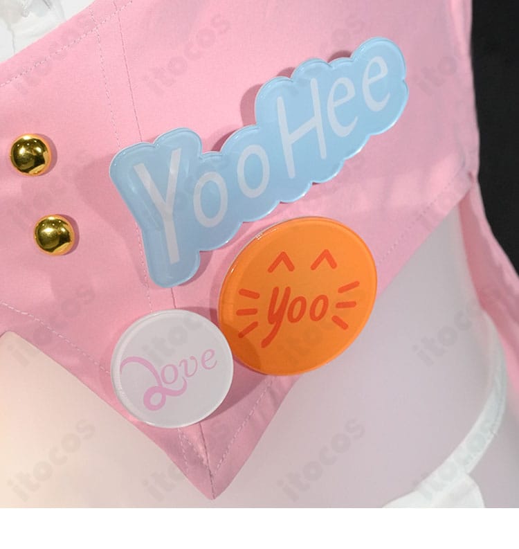 エプロンのフリルとウエストラインの縫製アップ｜幼熙 私服スイートミラクル