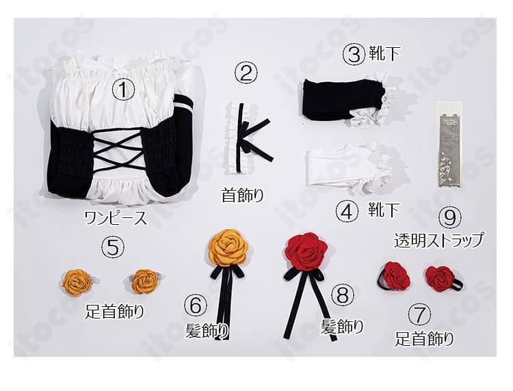 エヴァンゲリオン アスカ ドレス衣装のサイズ表。S〜XXLまでの寸法ガイドを掲載し、購入前の確認に最適。