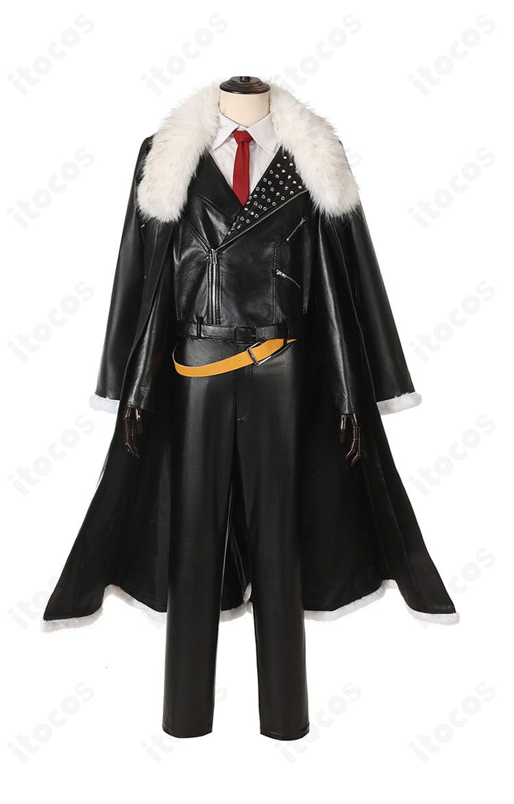 FGO テスカトリポカ衣装の正面全体。重厚なコートとトップスのデザイン・シルエットを鮮明に表示。