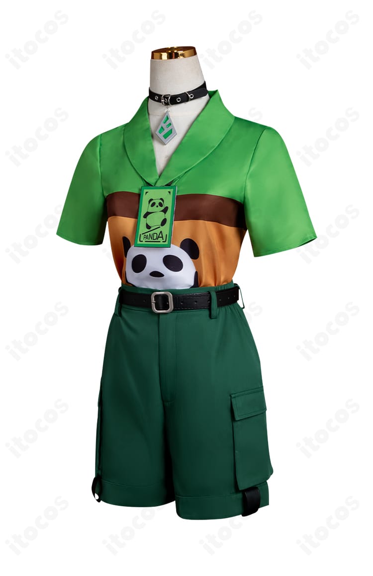 IdentityV 第五人格 コスプレ短袖トップス正面ディテール。模様・ボタン・テクスチャの寄り