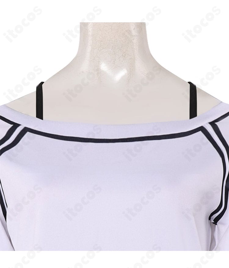 ダンダダン 綾瀬桃 コスプレ衣装 襟元アップ。端処理が美しく、肌当たりに配慮した上品な仕上がり