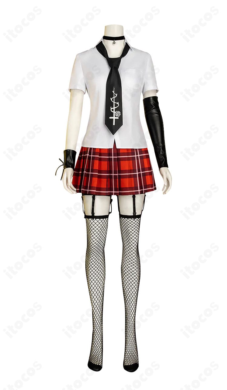 マリー・ローズ 学生服コスプレ 衣装正面ディテール｜襟・ネクタイ・シルエットの再現