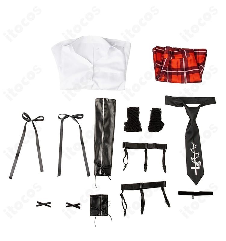 マリー・ローズ 学生服コスプレ セット内容一覧｜シャツ・スカート・アクセサリーの8点構成