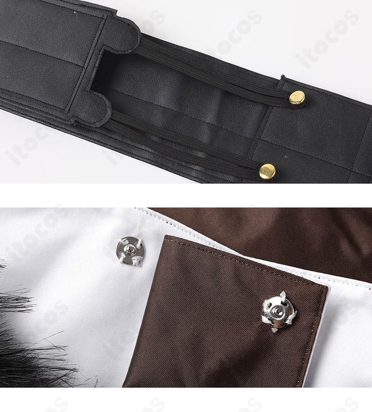 FGO カドック コスプレ 腰封とボタンのディテール。ウエストの締まりと金具の質感を強調。