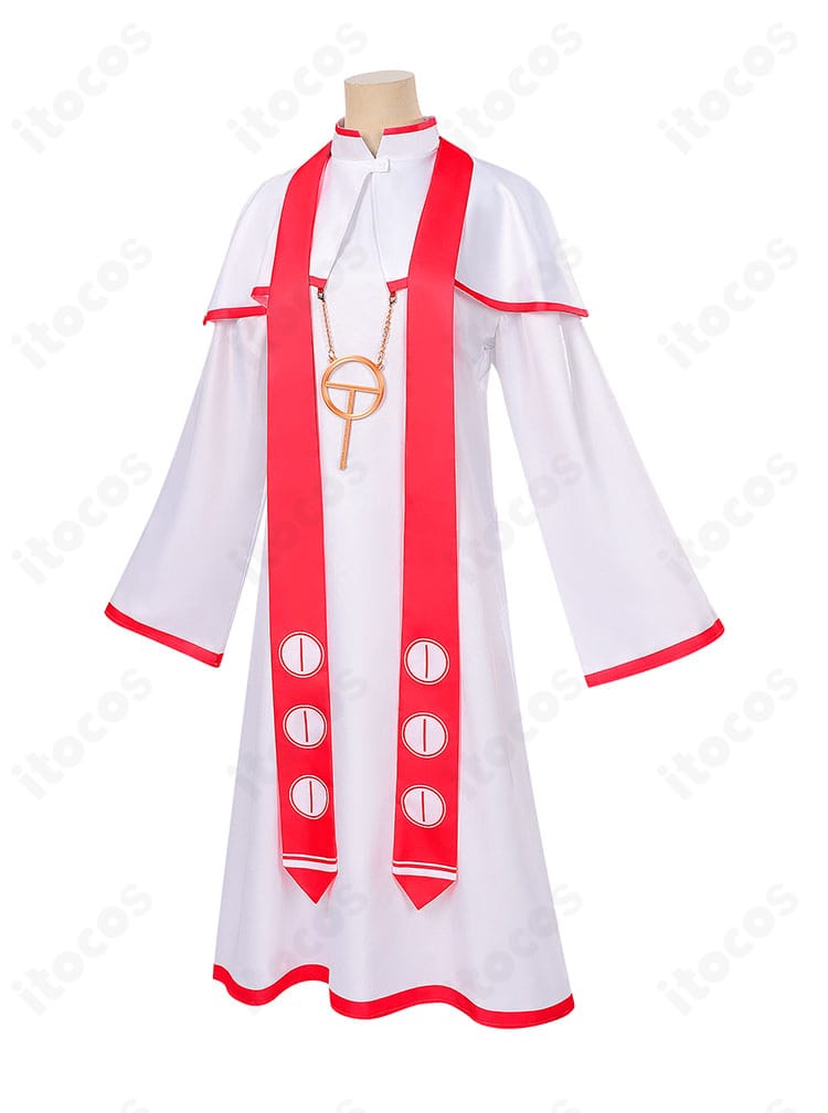 重音テト衣装の側面ディテール。マフラーの落ち感、袖の縫製ライン、小物の固定方法を確認できる写真。