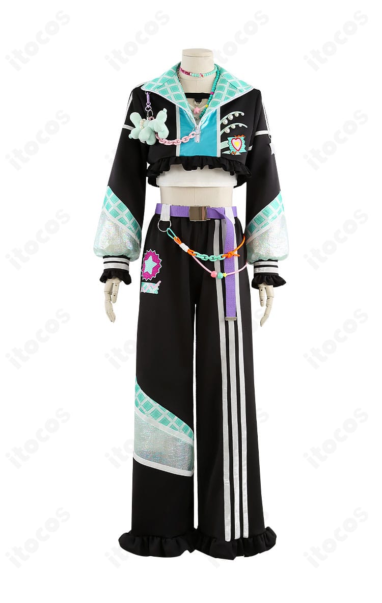 あんスタ 宝丈萊香 プレナイトチェック コスプレ衣装の正面全体図。コートのシルエットと配色バランスが分かる構図。