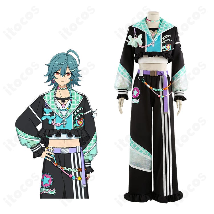 あんさんぶるスターズ！！ 宝丈萊香 プレナイトチェック衣装の着用イメージ。コートとアクセが映える全身コーデを再現。