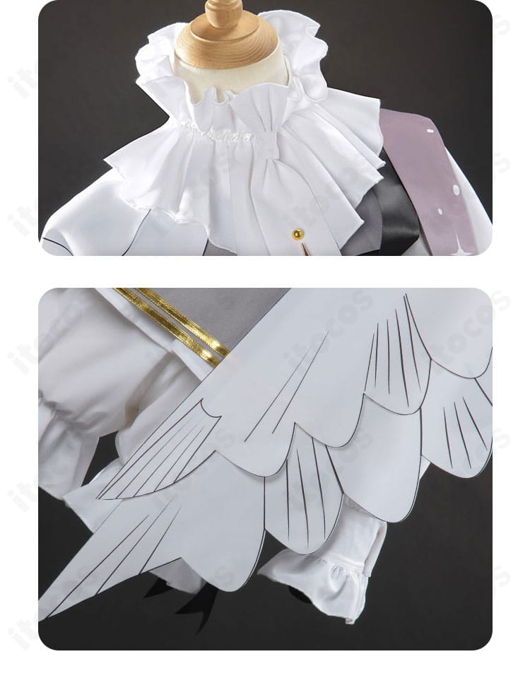 鏡音リン シンフォニー衣装のネック周り。つけ襟とネクタイ、披風風装飾の重なりを写したディテール