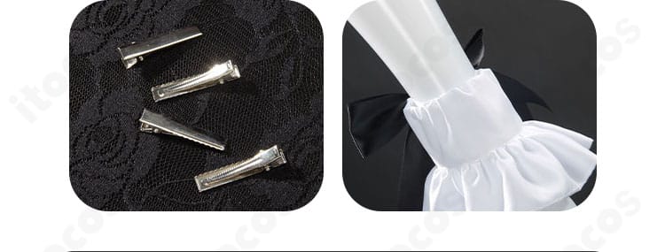 鏡音リン シンフォニー衣装のヘアピンと足首アクセサリー。セット小物のサイズ感と意匠を一覧で表示