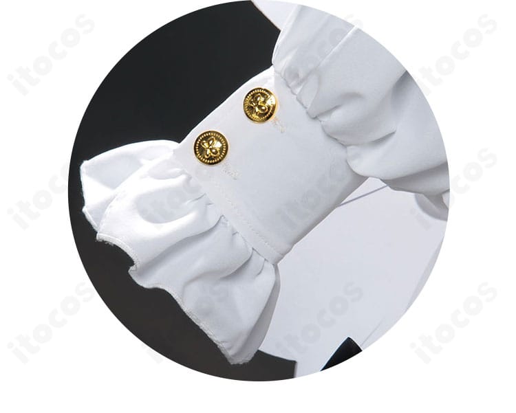 鏡音リン シンフォニー衣装の袖口とボタン。トリム配色とステッチが確認できる近接ショット