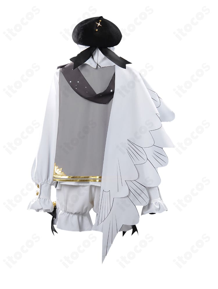 鏡音リン シンフォニー衣装の背面。マント風装飾と背中のライン取り、裾の意匠を詳細に示した写真