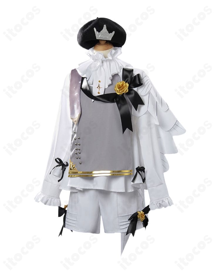 鏡音レン シンフォニー衣装の側面ディテール。肩飾りから裾ラインまでのシルエットと装飾配置を確認できる写真。