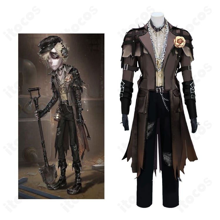 IdentityV 第五人格 墓守（アンドルー・クレス）幽冥の契りのコスプレ衣装とキャラクターイメージを並置した全体写真
