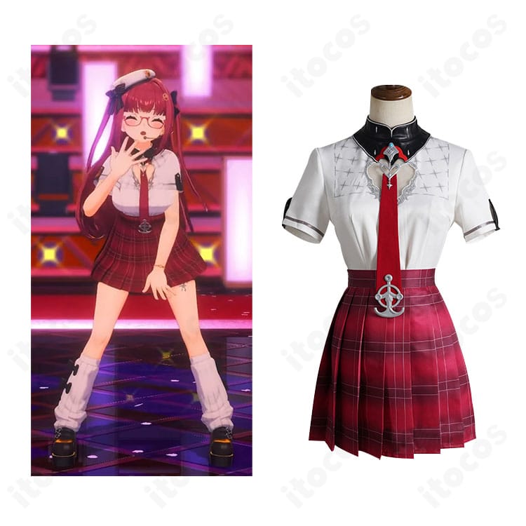 宝鐘マリン 生誕祭2025 制服風コスプレ衣装の着用イメージ。制服テイストと装飾が映える全身コーデ。