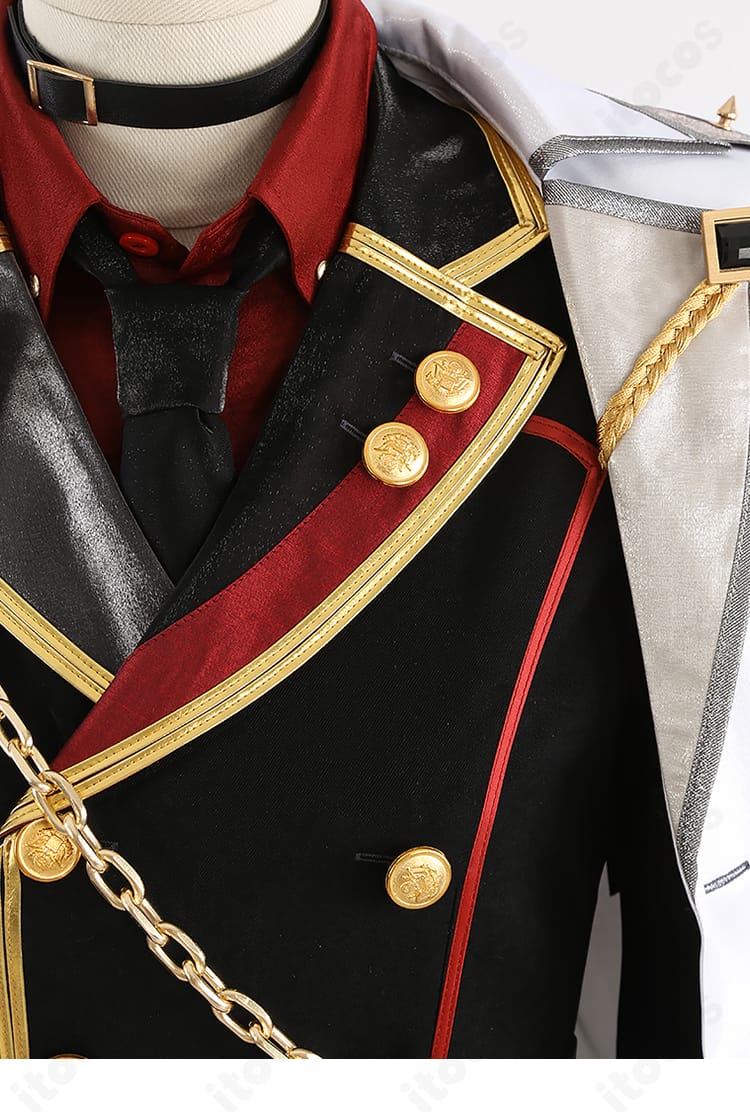 あんさんぶるスターズ！！ 朔間零・影片みかコスプレ衣装の襟デザイン詳細。縫製とトリムの仕上がり