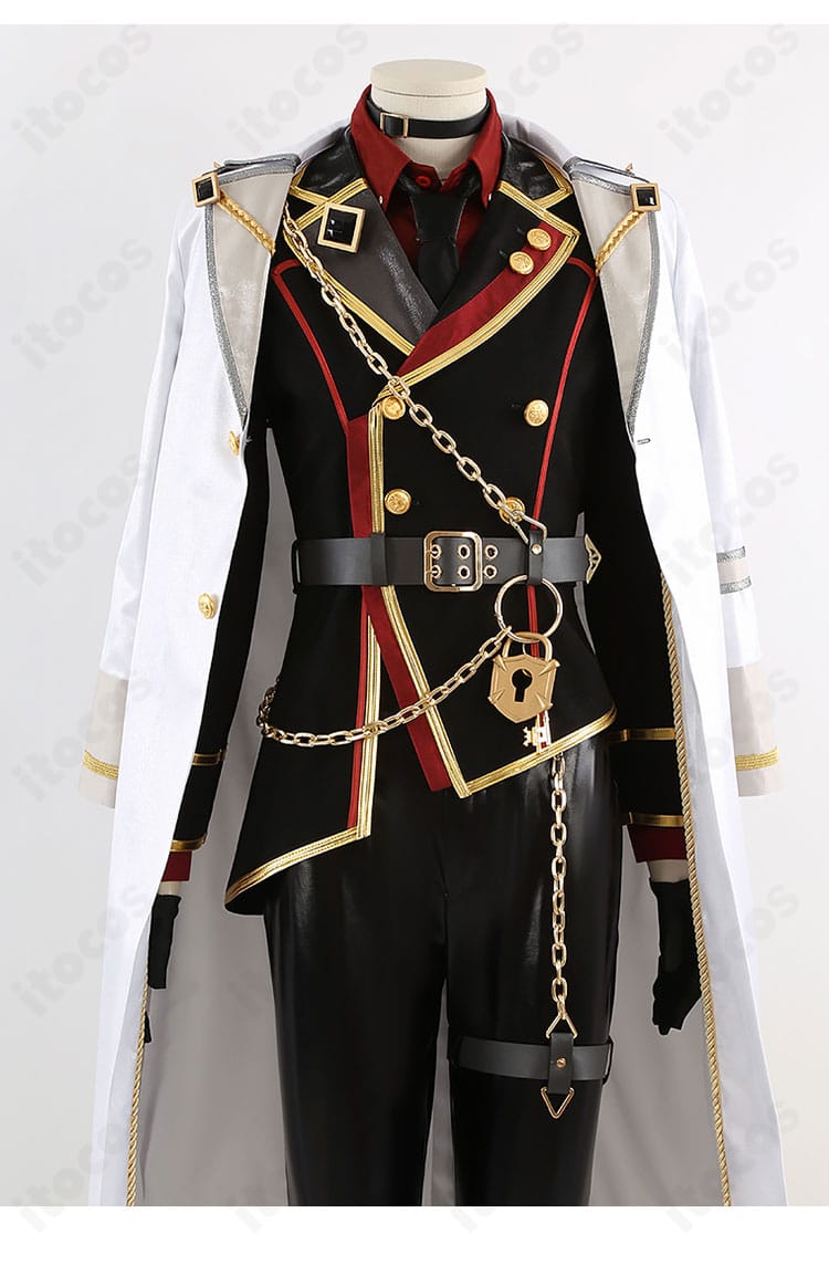 あんスタ Graceful Punishment衣装の襟元装飾ディテール。ネクタイとチョーカーの重ね表現