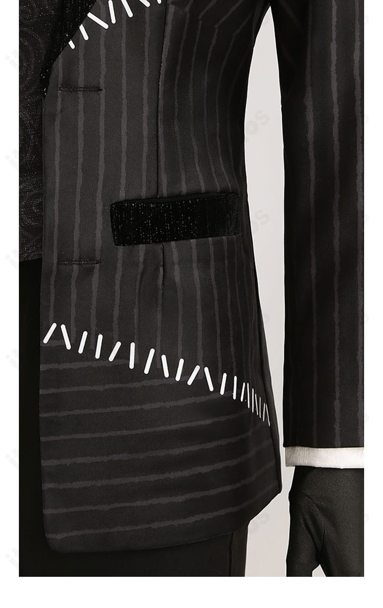 ツイステ トレイ・クローバー ナイトメアースーツ 外套ストライプ装飾のディテールカット