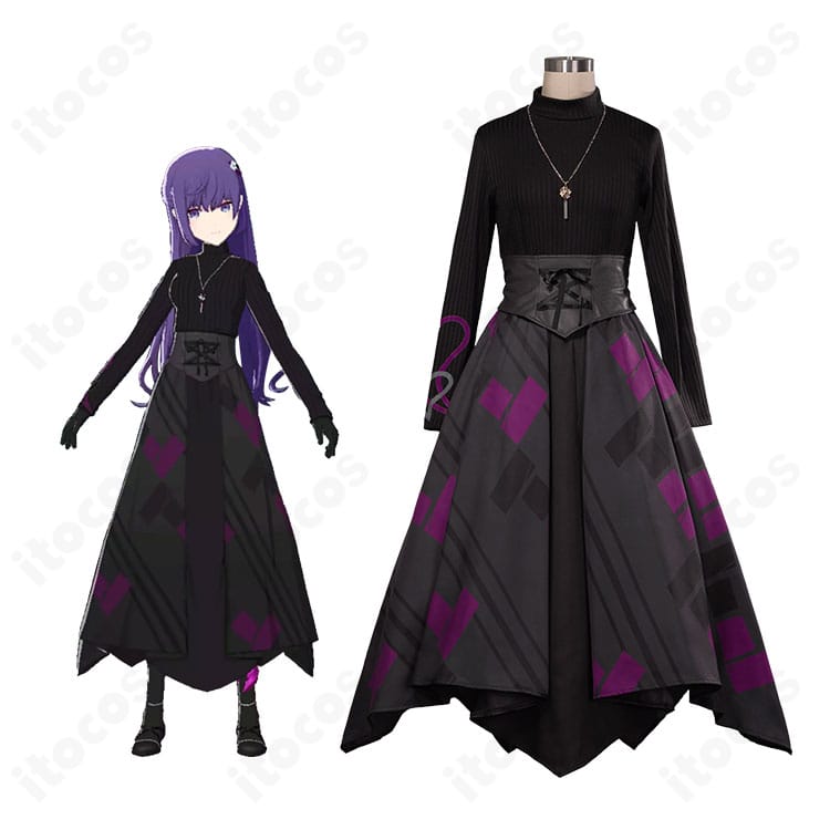 プロセカ 朝比奈まふゆ「あたたかな時間/Dark Embrace」コスプレ衣装一式とキャラクターイメージを並置した高再現カット