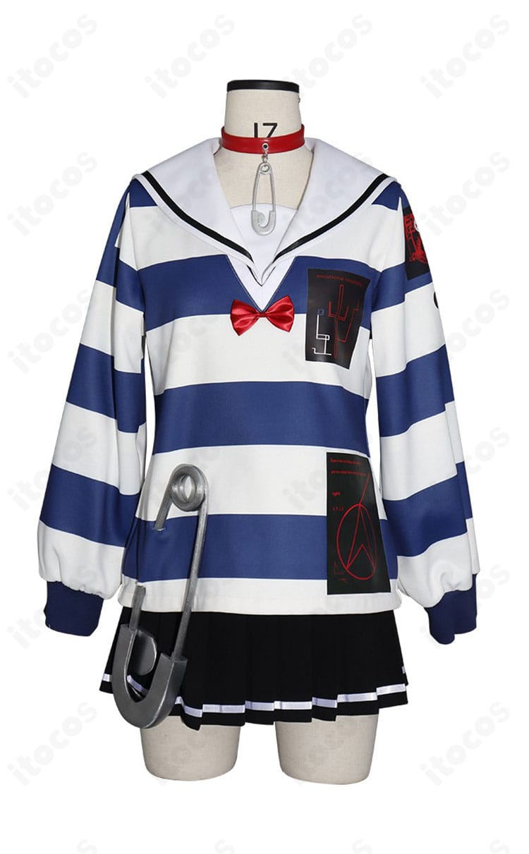 HUNDRED LINE 飴宮怠美 普段着コスプレ衣装の正面ディテール。生地の発色と装飾を確認できる画像