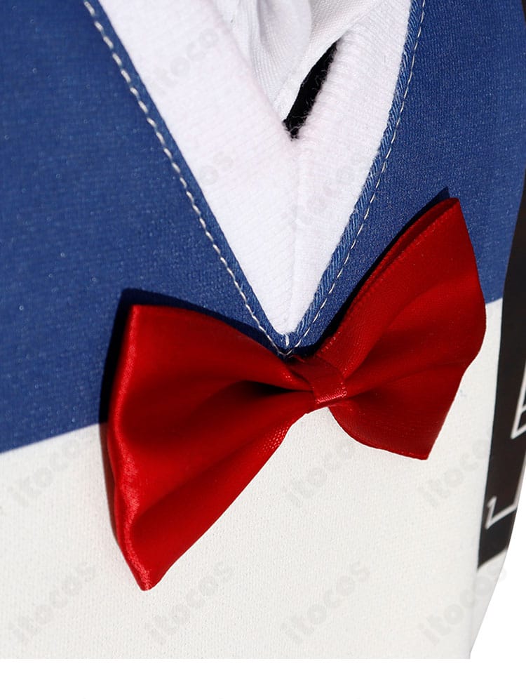 HUNDRED LINE 飴宮怠美 普段着コスプレ衣装の胸元リボン装飾ディテール。可愛らしいアクセントを再現