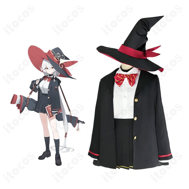 ITOCOS製 ブルーアーカイブ 白尾エリ コスプレ衣装と公式キャラクターの比較画像。高忠実度の配色とシルエットでイベント映えを実現。