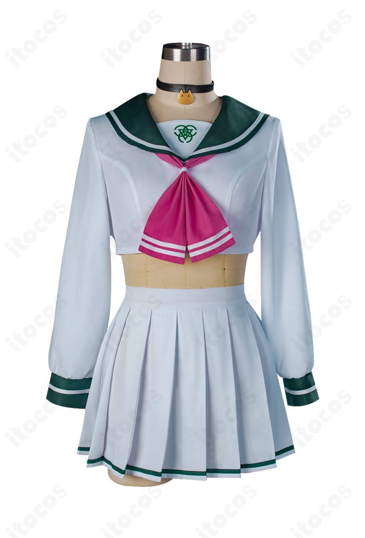 杏山カズサ コスプレのクロップトップ正面ディテール。ロゴ位置や裾ラインなどの作りをクローズアップ。